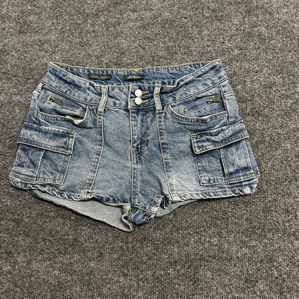 Wild Fable Denim Shorts Womens Size 2 Blue Low Rise Cargo Camp Utility Zipper
